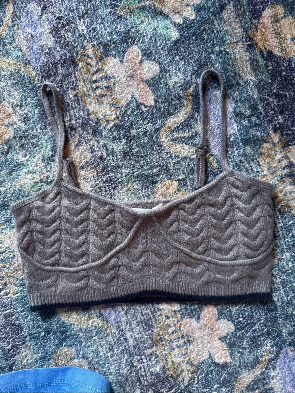 Favorite Daughter Heather Gray Knit Bralette with Cable Detail